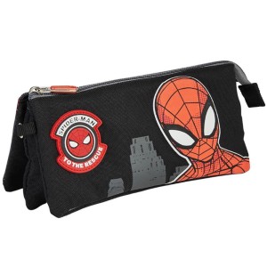 Piórnik szkolny Spiderman trzykomorowy na zamek w kolorze czarnym Marvel