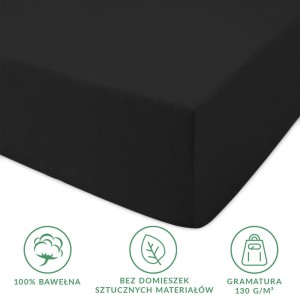 Prześcieradło jersey z gumką 200x220 kolor Czarny