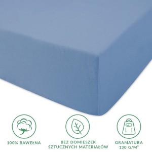 Prześcieradło jersey z gumką 120x200 kolor Niebieski