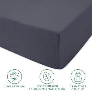 Prześcieradło jersey z gumką 200x220 kolor Antracyt