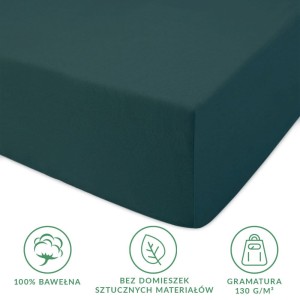Prześcieradło jersey z gumką 180x200 kolor Zieleń Butelkowa