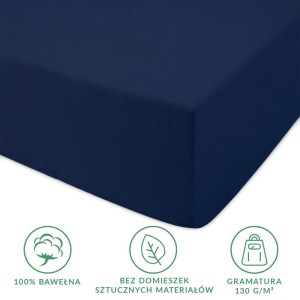 Prześcieradło jersey z gumką 180x200 kolor Ciemny Granat