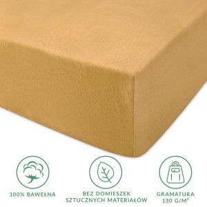 Prześcieradło jersey z gumką 160x200 kolor Musztardowy