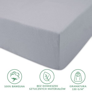 Prześcieradło jersey z gumką 160x200 kolor Popiel