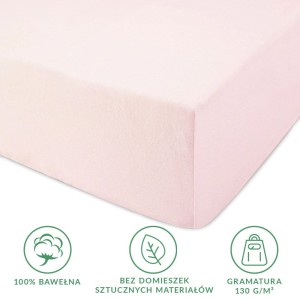 Prześcieradło jersey z gumką 80x160 kolor Róż kwarcowy