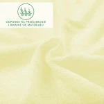 Prześcieradło frotte z gumką 160x200 w kolorze kremowym, o teksturowanej, miękkiej powierzchni. Widoczne zgięcia materiału oraz logo informujące o odporności na przetarcia. Zdjęcie w zbliżeniu, na jednolitym, jasnym tle.