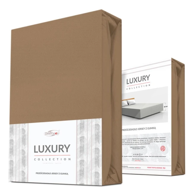  Bardzo wytrzymałe ekskluzywne eleganckie brązowe prześcieradło jersey 160x200 cm z elastanem z gumką 