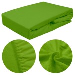 Prześcieradło frotte z gumką 160x200 w kolorze kaktus. Produkt leży na płaskiej powierzchni, ukazując rozmiar oraz teksturę materiału. Widoczne detale to gumka na brzegach oraz miękka, gładka faktura. Zdjęcia w zbliżeniu pokazują struktury tkaniny.