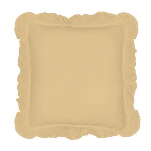 Komplet poszewek bawełnianych z falbanką 2x40x40 cm Stonewashed Exclusive Soybean, kremowa