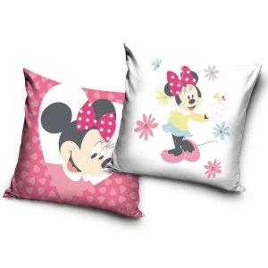 Poszewka dziecięca 40x40 Myszka Minnie serduszka, miękki velvet