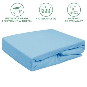 Prześcieradło frotte z gumką 160x200 kolor niebieski PREMIUM