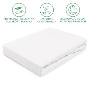 Prześcieradło jersey z gumką 200x220 kolor biały PREMIUM