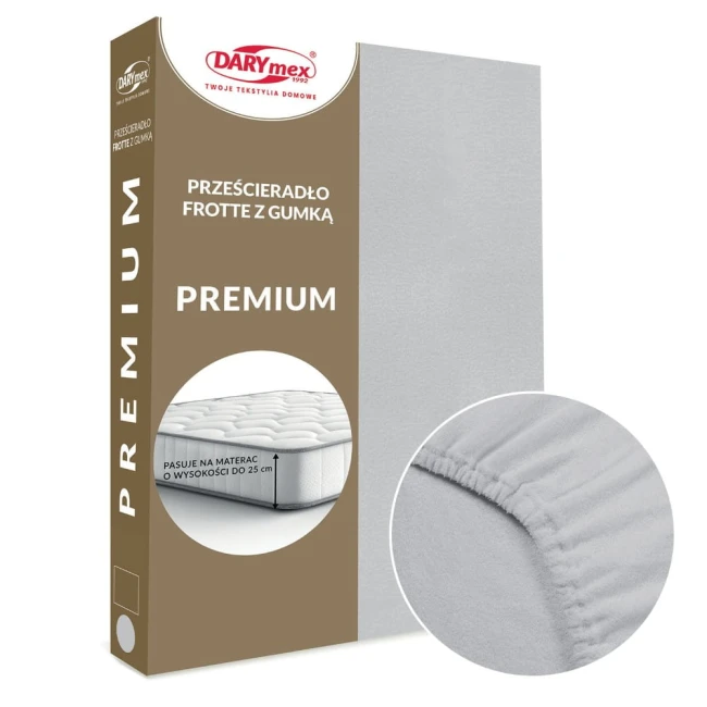  Grube wytrzymałe bawełniane prześcieradło frotte Premium popielate 120x200 cm 