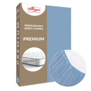 Prześcieradło jersey z gumką 140x200 kolor niebieski PREMIUM