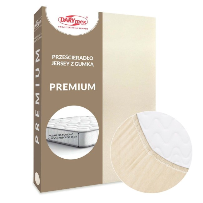  Grube wytrzymałe miękkie bawełniane prześcieradło jersey premium 90x200 w jasnobeżowym kolorze 