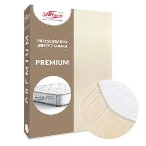 Prześcieradło jersey z gumką 180x200 kolor jasny beż PREMIUM