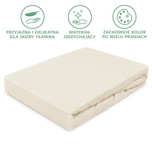 Prześcieradło jersey z gumką 140x200 kolor ecru PREMIUM
