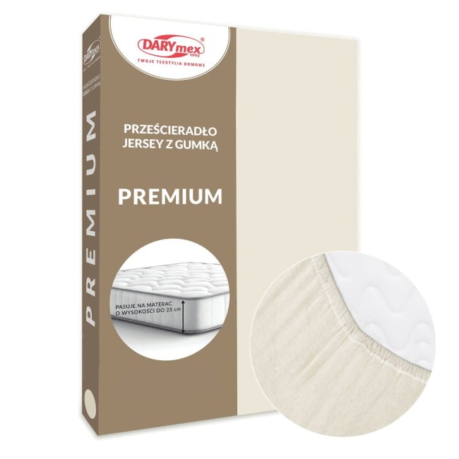  Grube wytrzymałe miękkie bawełniane prześcieradło jersey premium 200x220 w kolorze ecru 