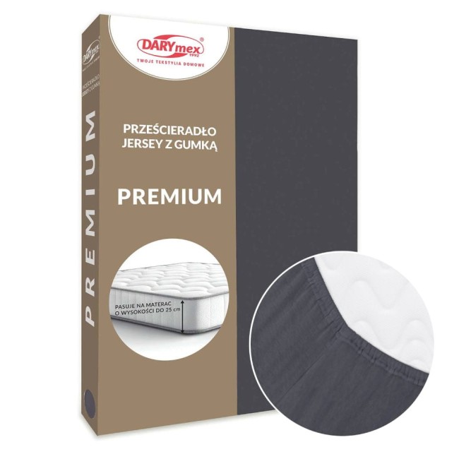  Grube wytrzymałe miękkie bawełniane prześcieradło jersey premium 140x200 w kolorze ciemno szarym 