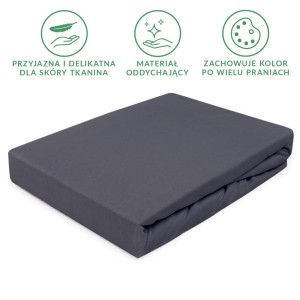 Prześcieradło jersey z gumką 160x200 kolor ciemny szary PREMIUM