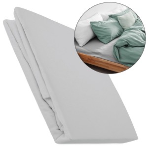 Prześcieradło flanelowe z gumką 90x200 kolor jasno szary 160g/m2