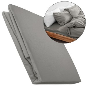 Prześcieradło flanelowe z gumką 180x200 kolor szary 160g/m2