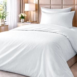 Poszewka na poduszkę 50x70 hotelowa na zakładkę biała w paski 1 cm