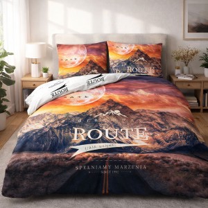 Pościel bawełniana 220x200 Panelove Route, pomarańczowa i brązowa