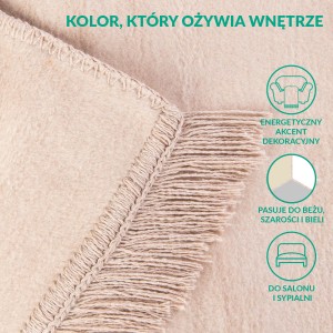 Koc bawełniany 150x200 z frędzlami jasny beż