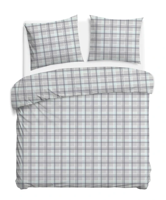 Pościel bawełniana 220x200 Grid szara klasyczna krata, Cottonlove