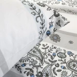 Pościel bawełniana 140x200 Paisley Calm szara i niebieska, Cottonlove