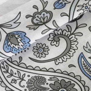 Pościel bawełniana 140x200 Paisley Calm szara i niebieska, Cottonlove