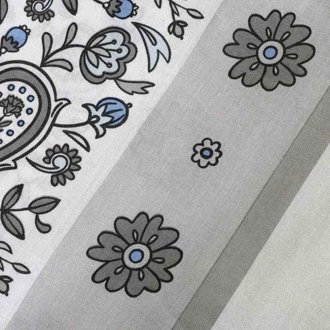 Pościel bawełniana 160x200 Paisley Calm szara i niebieska, Cottonlove