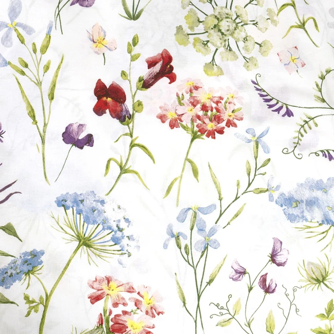 Pościel bawełniana 160x200 Wild Meadow biała w kolorowe kwiaty, Cottonlove
