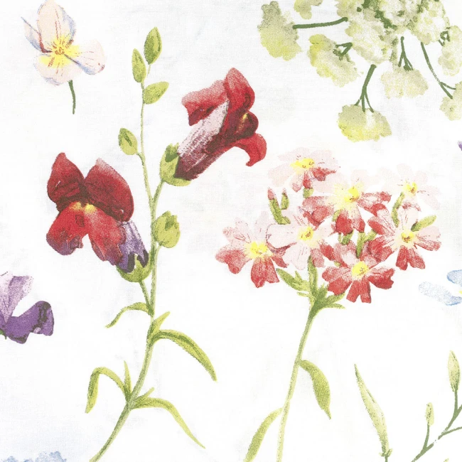 Pościel bawełniana 180x200 Wild Meadow biała w kolorowe kwiaty, Cottonlove