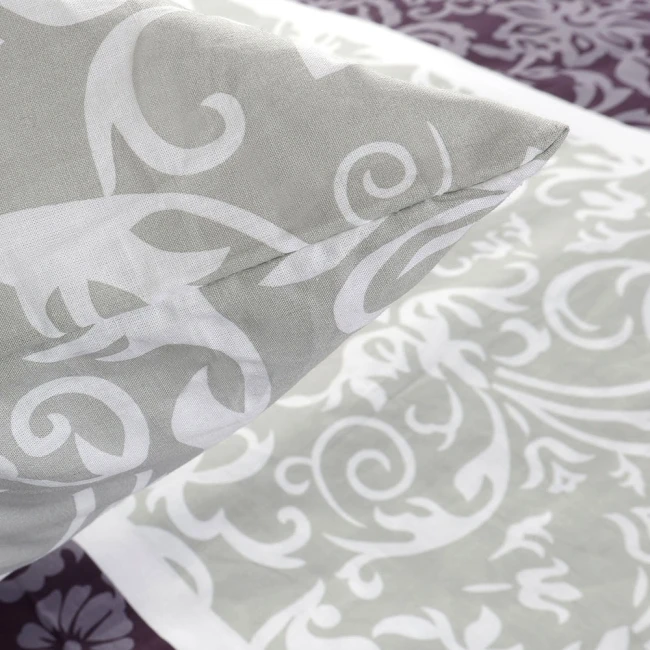 Pościel bawełniana 220x200 Royal Harmony w ornament, fioletowa i szara, Cottonlove