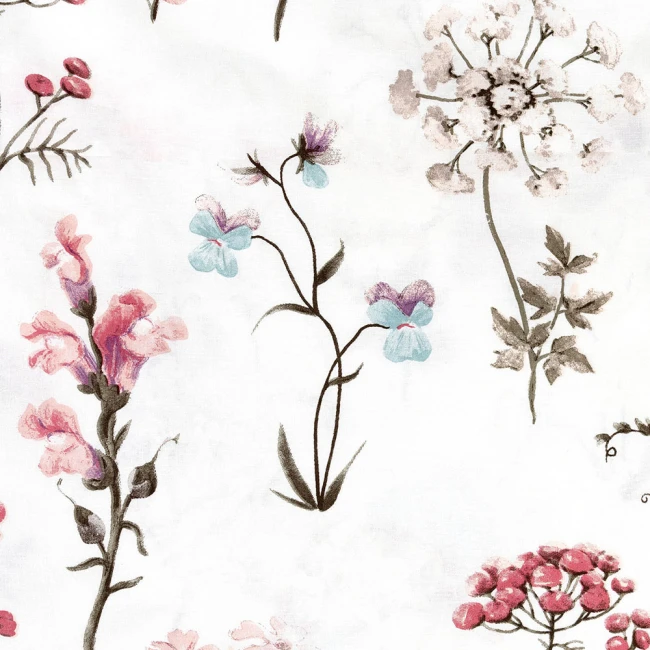 Pościel bawełniana 160x200 Soft Meadow biała w kolorowe wiosenne kwiaty, Cottonlove