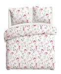Pościel bawełniana 160x200 Soft Meadow biała w kolorowe wiosenne kwiaty, Cottonlove