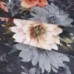 Pościel satyna bawełniana 220x200 Luxury Merisa, granatowa, ciemno niebieska w kwiaty