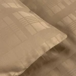 Pościel satyna bawełniana 140x200 Exclusive Marsela Light Brown, brązowa w kratkę