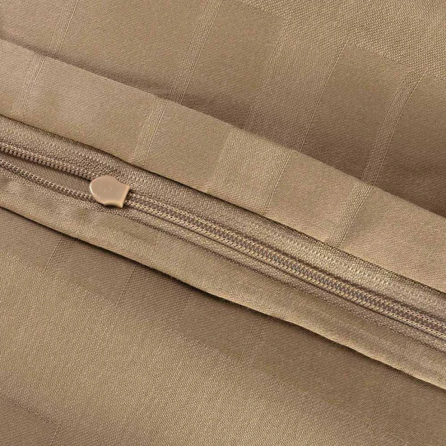 Pościel satyna bawełniana 140x200 Exclusive Marsela Light Brown, brązowa w kratkę