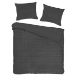 Pościel satyna bawełniana 160x200 Exclusive Marsela Anthracite, ciemno szara w kratkę