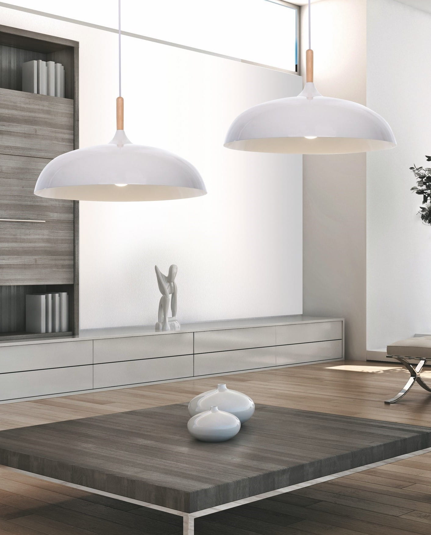 Nowoczesna lampa wisząca biała versi, Lumina Deco